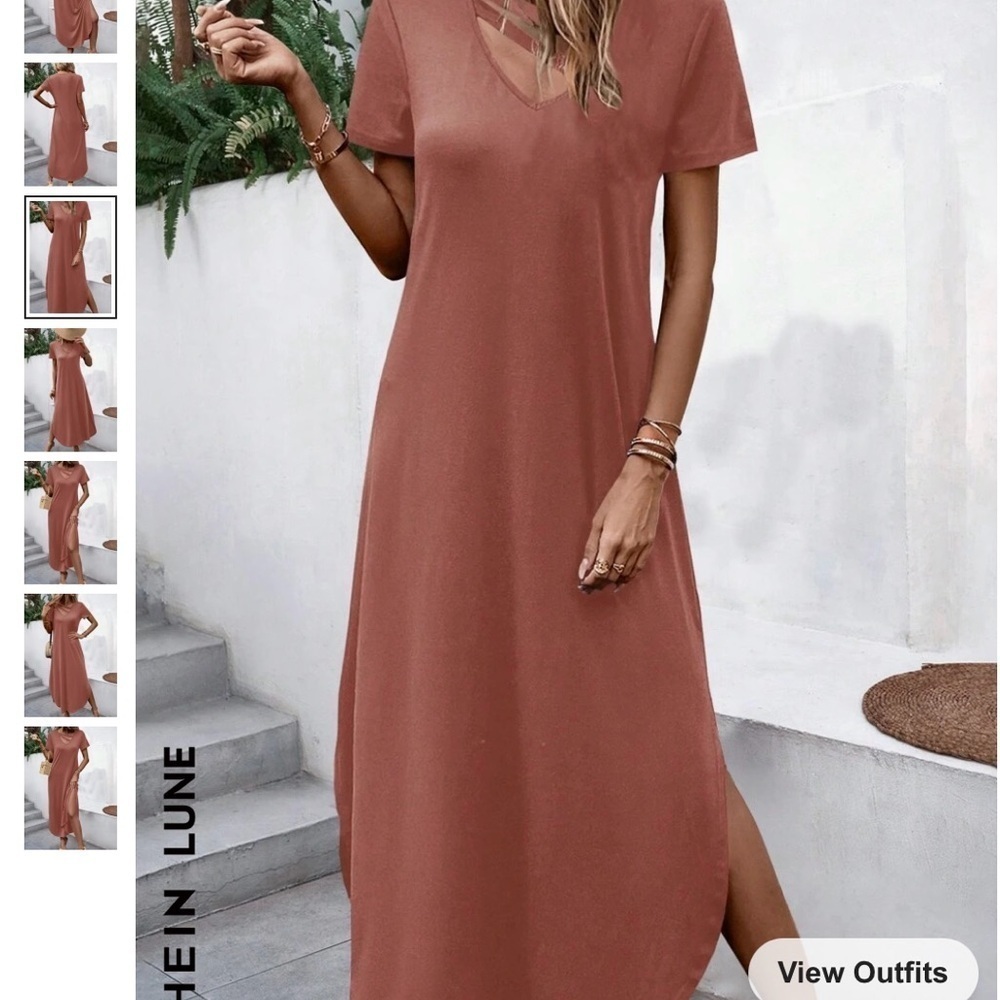 S13 - Lune Solid Split Thigh Tee-Dress - image 3